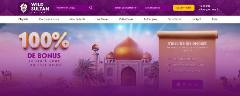 Quels sont les bonus disponibles sur casino en ligne Wild Sultan?